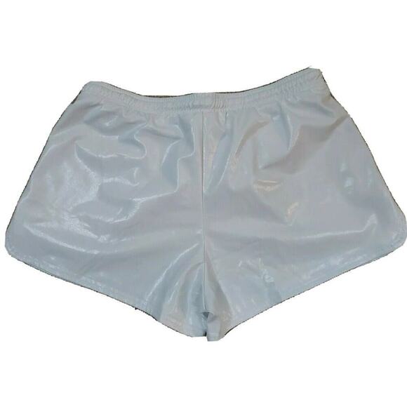 Tandisk~Woman Size L~White Yoga Hot Shorts Shiny Metallic Elastic Drawstring NEW - Picture 4 of 9